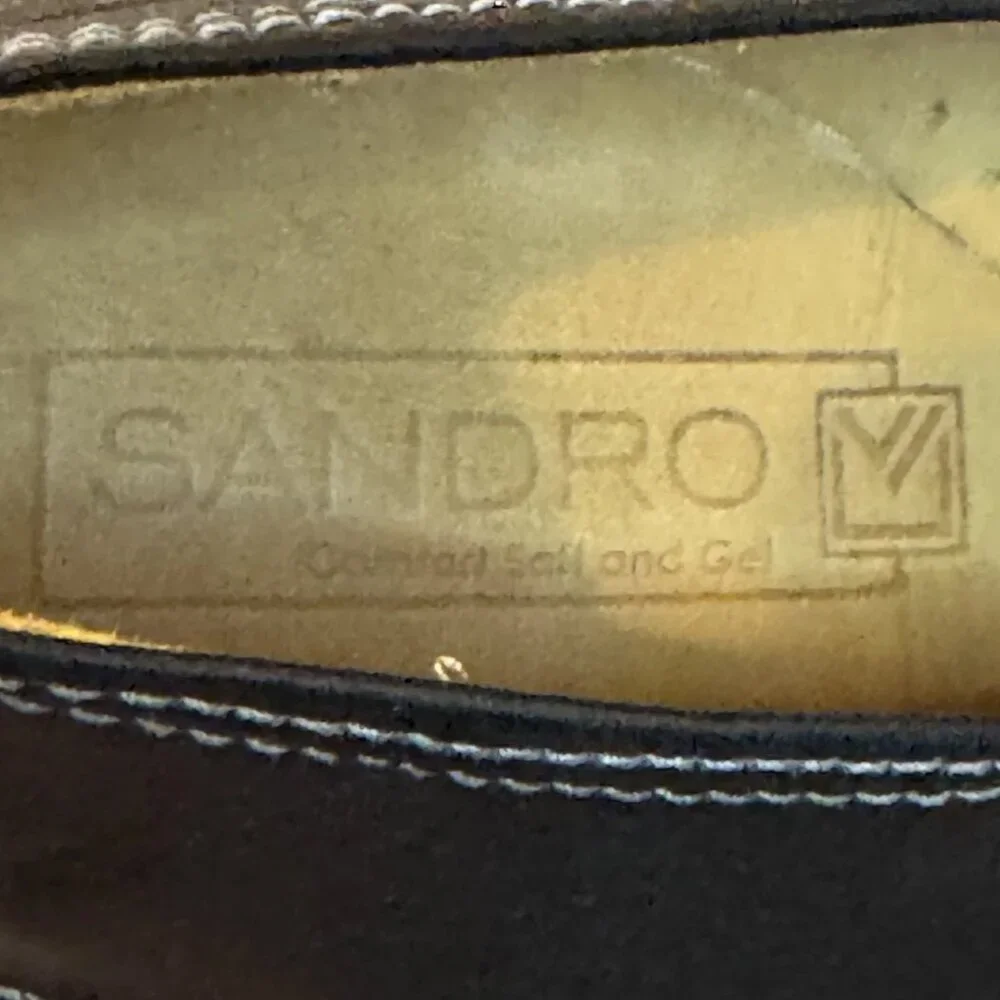 Sandro Shoes M 11.5D Casual Loafers Dress 220066 Black Leather Slip On Low Top